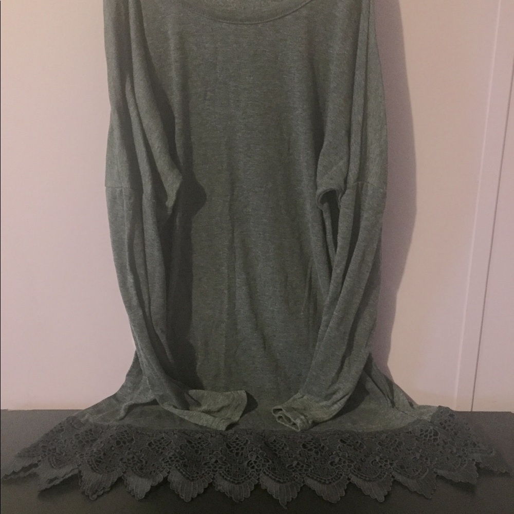 Gray Tunic with Lace Trim
